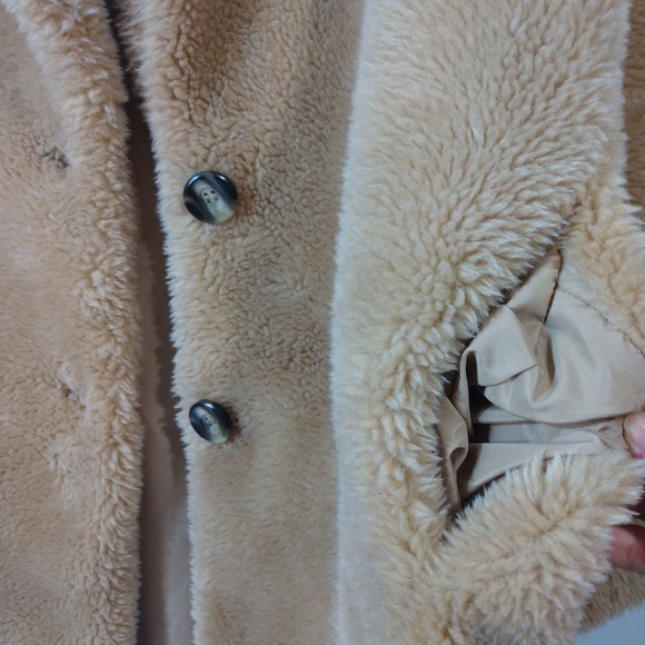 ZARA beige fleece coat size Medium - Picture 8 of 16